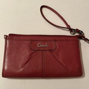 Coach Pink Large Leather Long‎ Zip Around Accordion Wallet